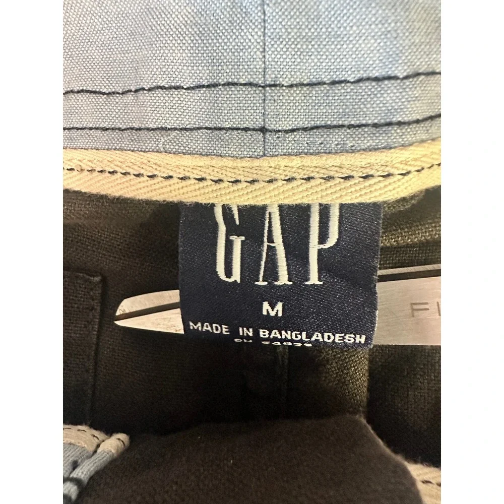 GAP‎ Mens Linen Cotton Blend Drawstring Casual Pants Black Medium Relaxed Fit